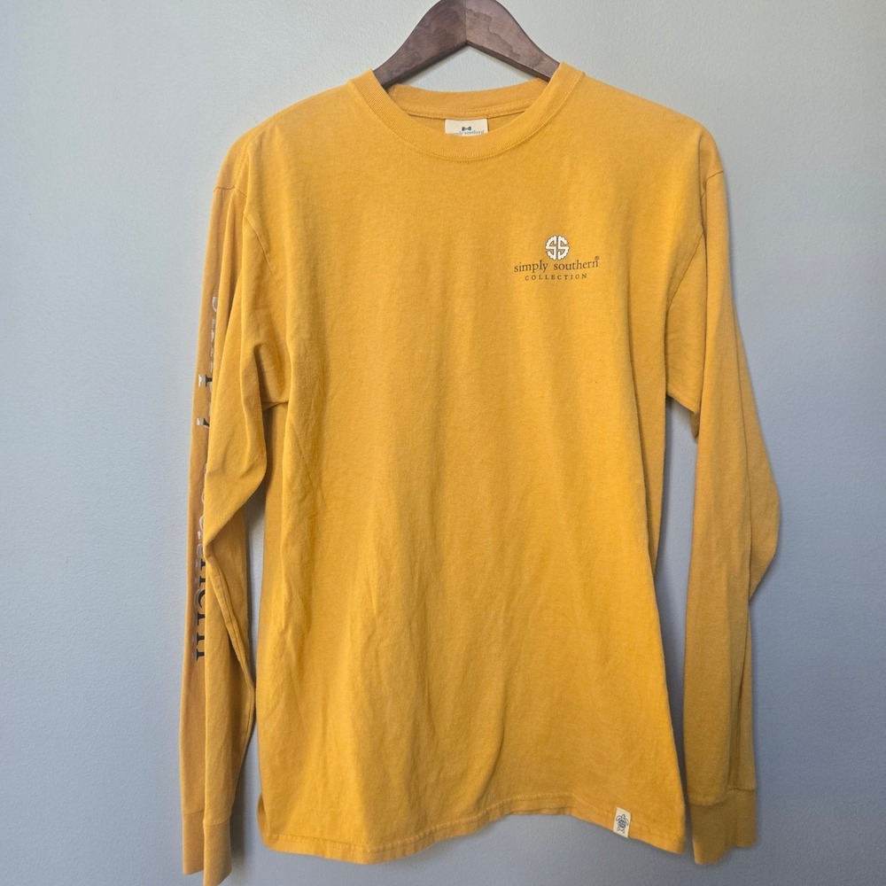 Simply Southern Bee Kind Graphic Long Sleeve T-Shirt Mustard Yellow Medium